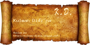 Kulman Diána névjegykártya